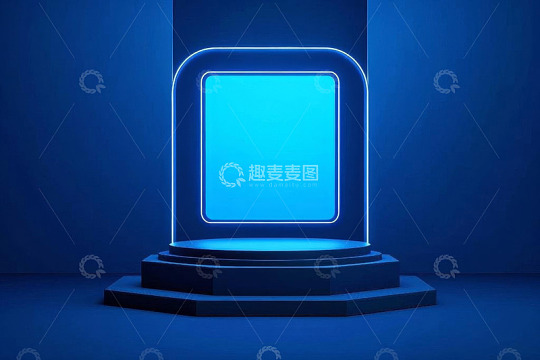 蓝色发光展示台背景