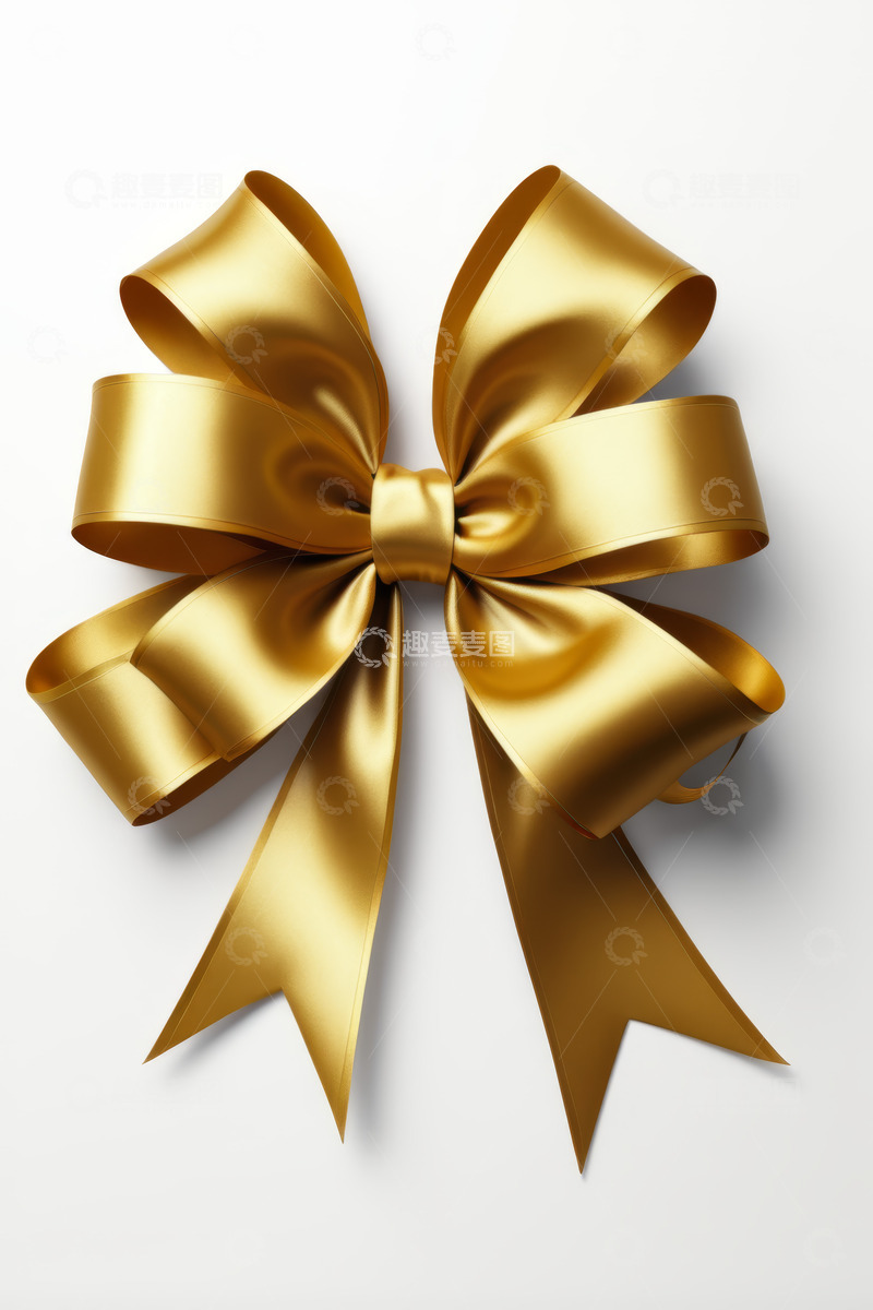 高清大图下载【趣麦麦图】金色蝴蝶结礼品装饰素材