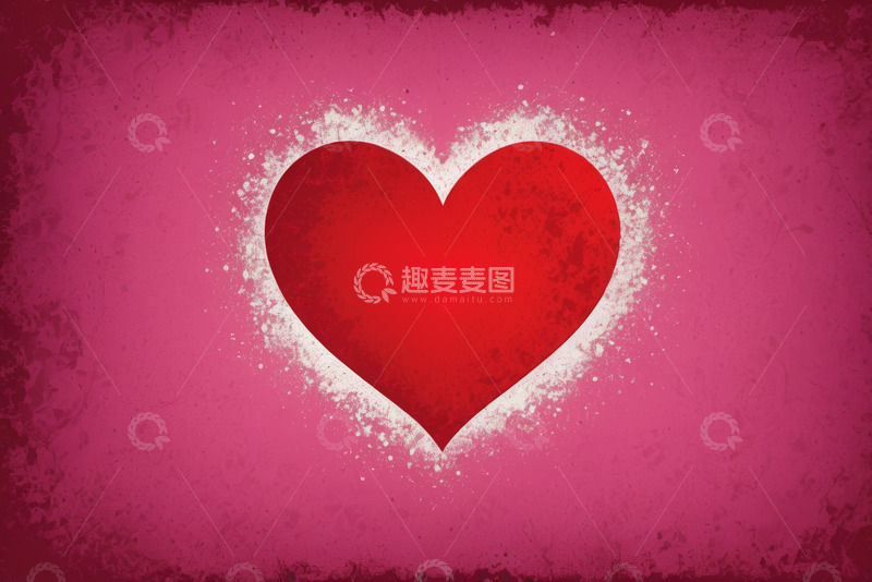 高清大图下载【趣麦麦图】粉色背景上的红色爱心图案