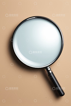 棕底上的放大镜特写