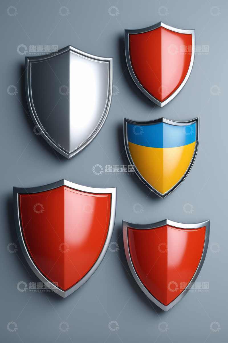 高清大图下载【趣麦麦图】多色盾牌设计图案