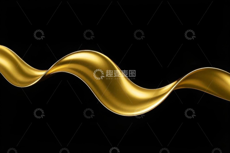 高清大图下载【趣麦麦图】黑色背景金色流动曲线