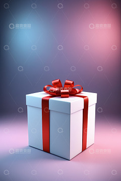 白色礼盒配红色蝴蝶结