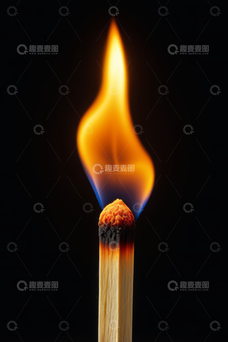 高清大图下载【趣麦麦图】燃烧的火柴火焰特写