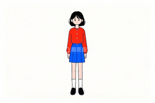 站立的红衣女孩插图