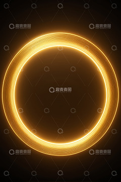 黑色背景发光金色圆环
