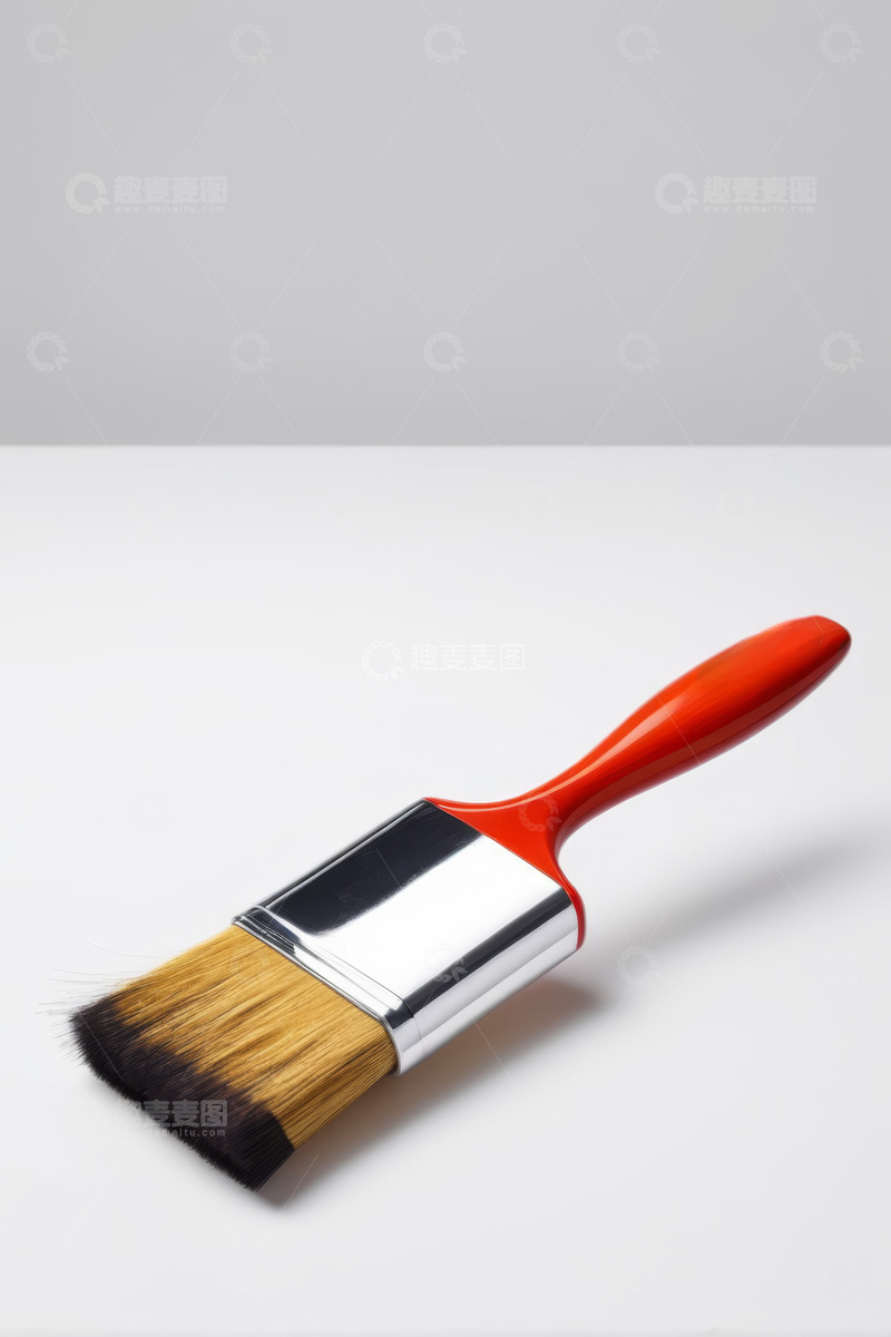 高清大图下载【趣麦麦图】红色手柄油漆刷特写