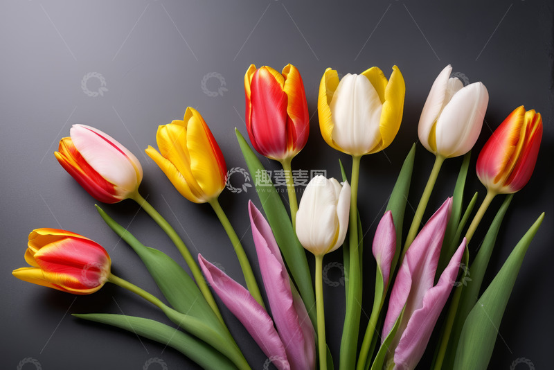 高清大图下载【趣麦麦图】多彩郁金香花卉特写