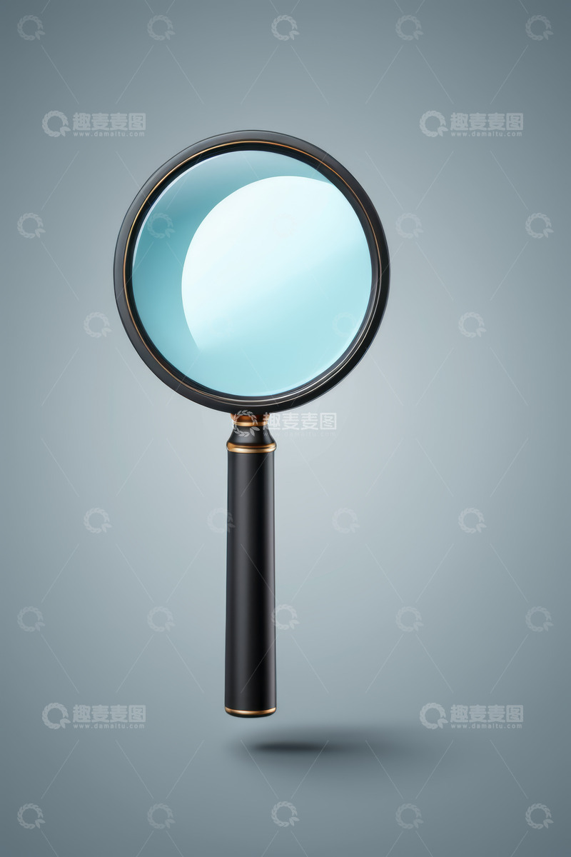 高清大图下载【趣麦麦图】黑色手持放大镜特写