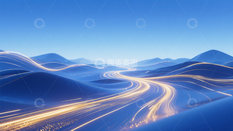 高清大图下载【趣麦麦图】蓝色梦幻山脉光轨