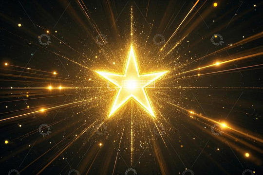 金色发光五角星背景素材