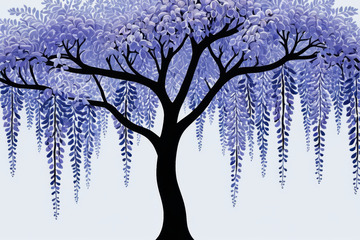 紫色垂枝树插画素材