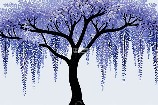 紫色垂枝树插画素材