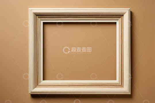 米色背景上的白色装饰画框架
