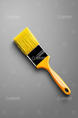 黄色油漆刷特写素材