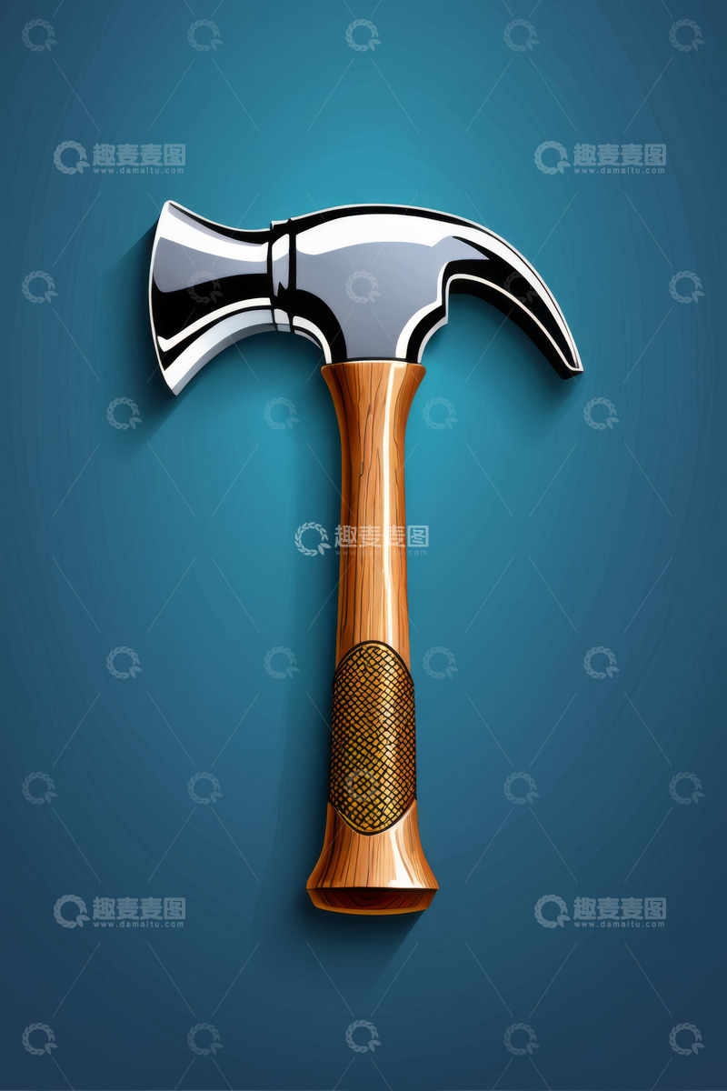 高清大图下载【趣麦麦图】蓝色背景上的锤子工具