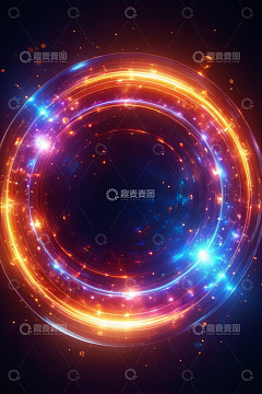 炫彩发光环形抽象背景素材