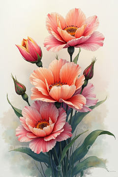 粉色花卉插画