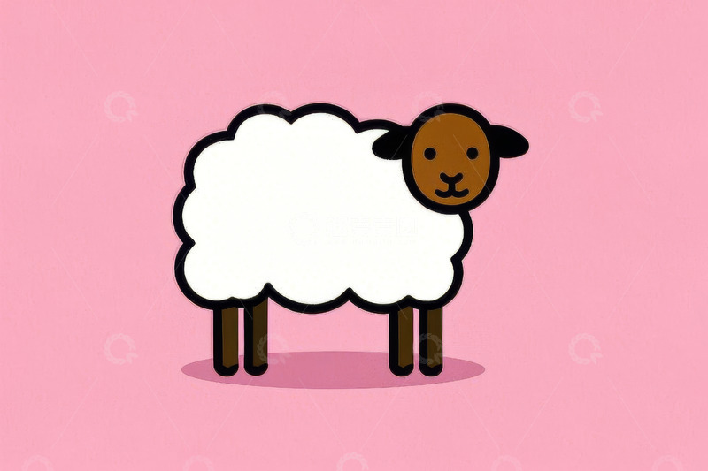 高清大图下载【趣麦麦图】粉色背景卡通绵羊图案