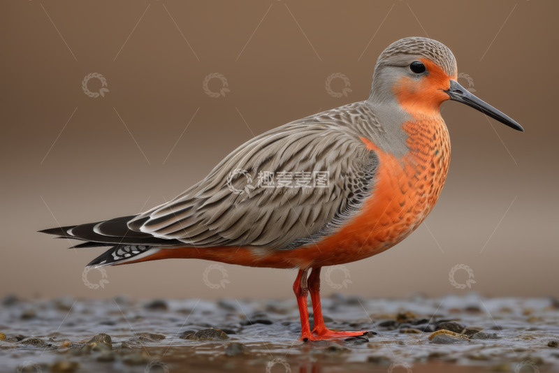 高清大图下载【趣麦麦图】橙色胸脯的鸟特写
