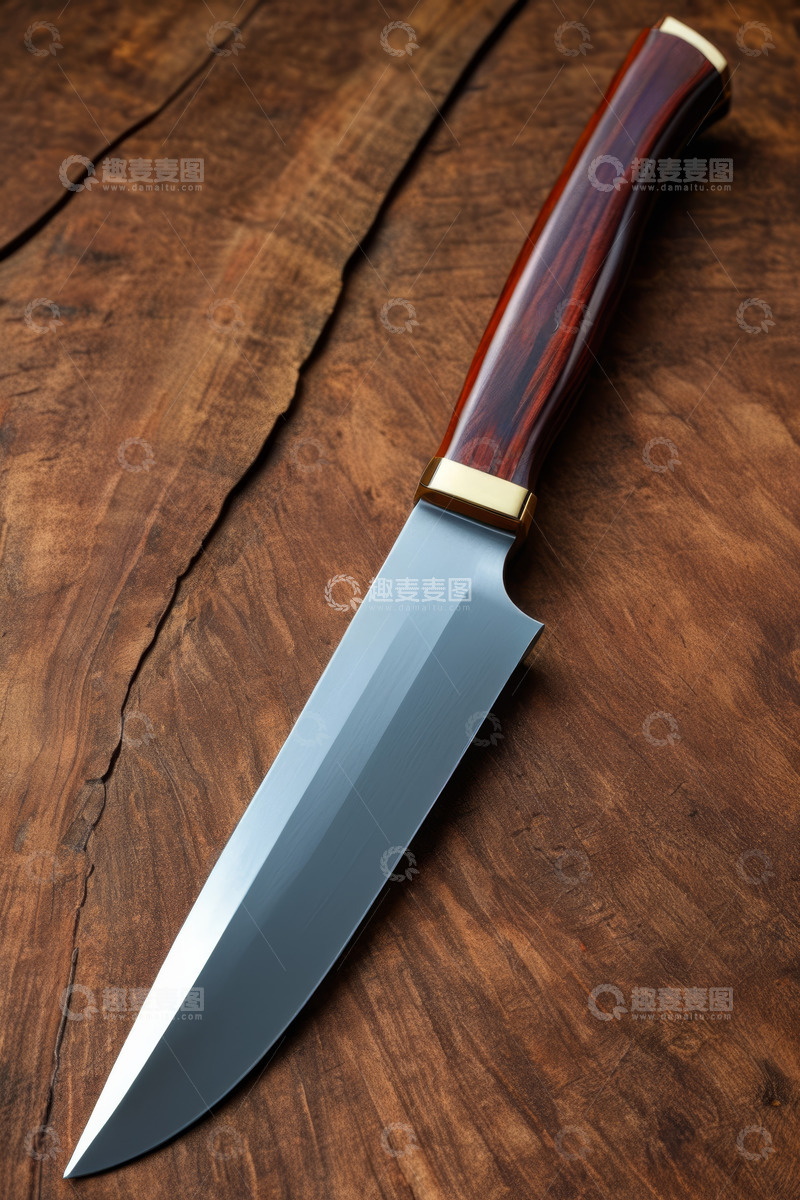 高清大图下载【趣麦麦图】木质背景上的金属刀具特写