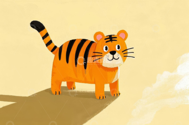 高清大图下载【趣麦麦图】卡通老虎站立形象素材