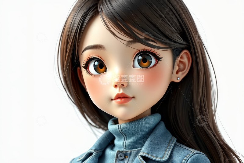 高清大图下载【趣麦麦图】卡通风格少女肖像