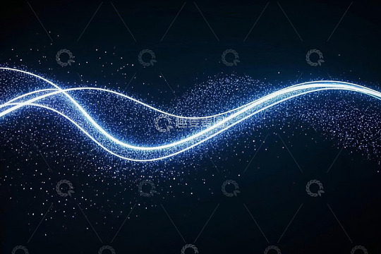 蓝色发光粒子波浪素材