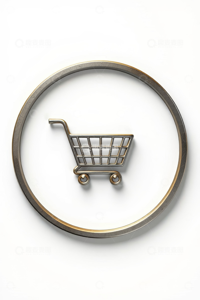 高清大图下载【趣麦麦图】金属购物车图标特写