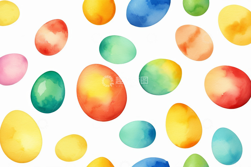 高清大图下载【趣麦麦图】水彩风格复活节彩蛋图案