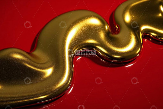 红色背景上的金色流动液体