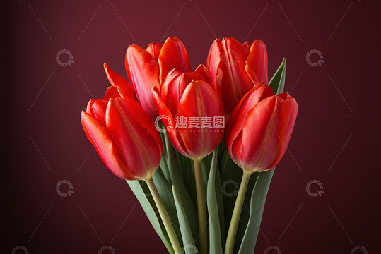 红色郁金香特写素材