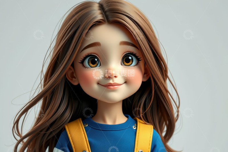 高清大图下载【趣麦麦图】微笑卡通女孩肖像
