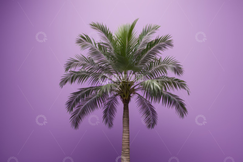 高清大图下载【趣麦麦图】紫色背景下的棕榈树