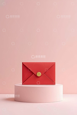 粉色背景上的红色信封组合