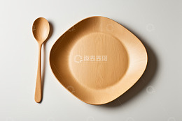 木制餐具盘子与勺子静物