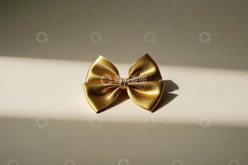 高清大图下载【趣麦麦图】金色蝴蝶结装饰特写