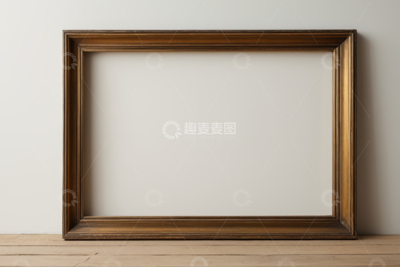 高清大图下载【趣麦麦图】靠墙放置的木质画框
