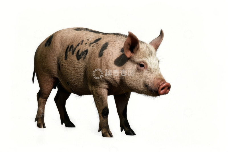 高清大图下载【趣麦麦图】站立的斑点猪特写