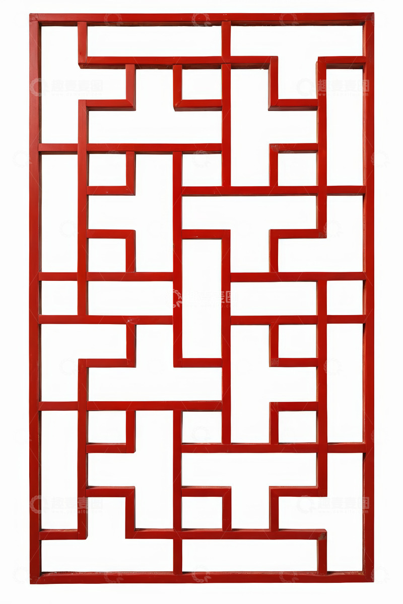 高清大图下载【趣麦麦图】中式红色镂空窗格装饰