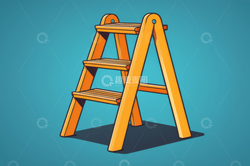 高清大图下载【趣麦麦图】橙色家用折叠梯插图