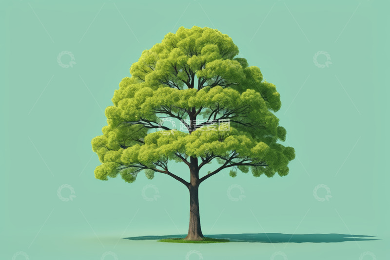 高清大图下载【趣麦麦图】单棵绿树清新背景素材