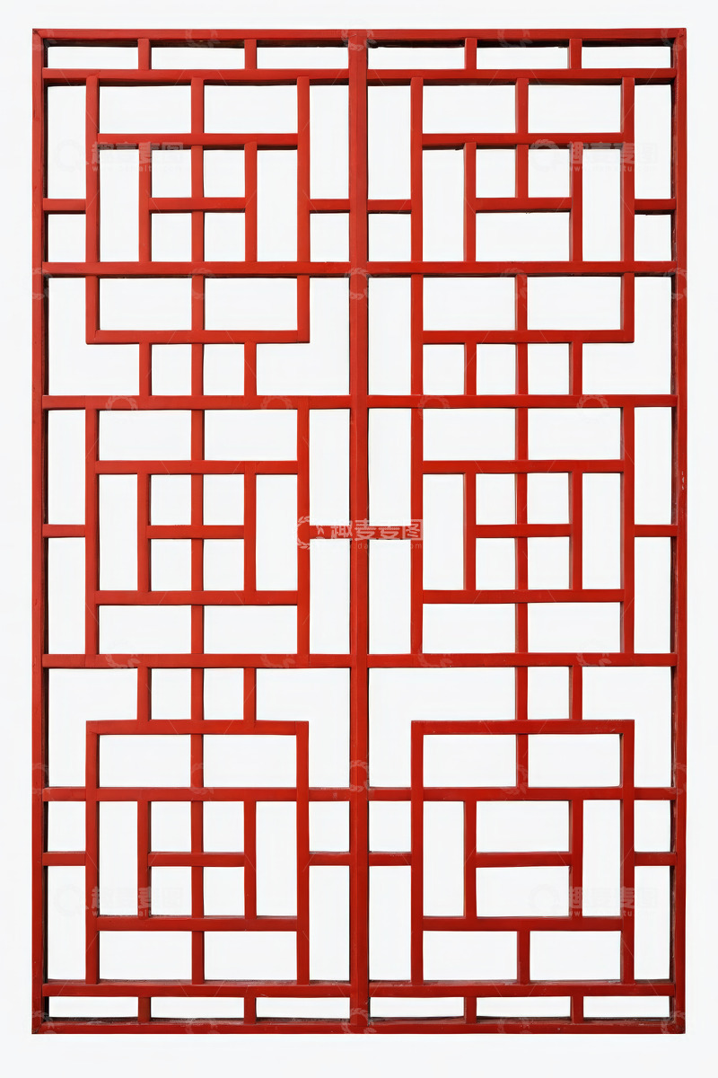高清大图下载【趣麦麦图】中式红色窗格装饰图案