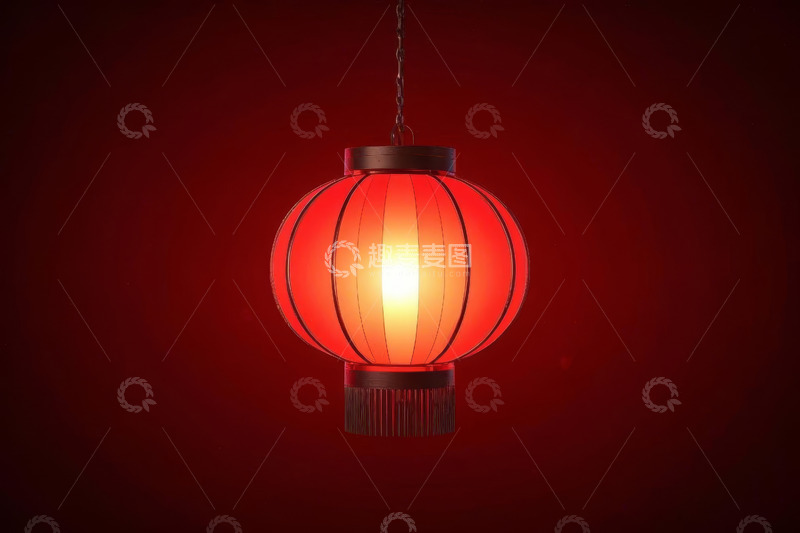 高清大图下载【趣麦麦图】红色中国风灯笼悬挂特写