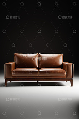 棕色双人皮质沙发展示