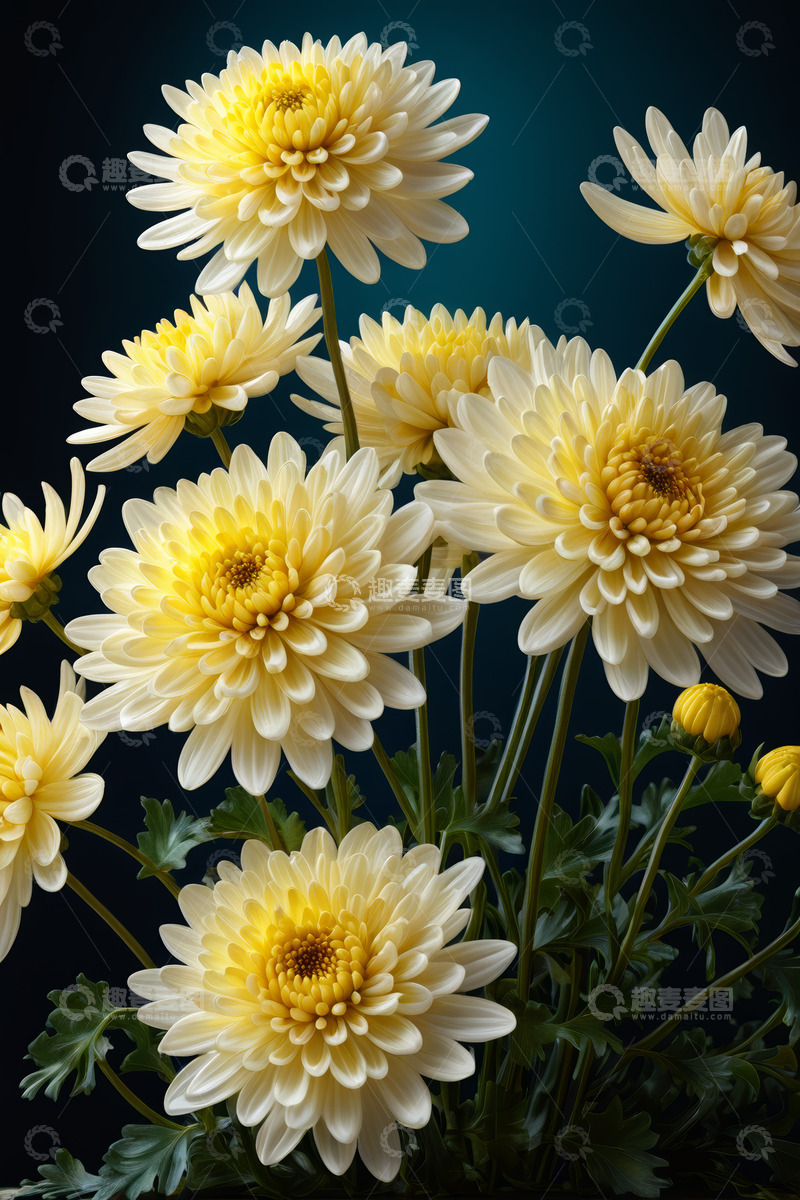 高清大图下载【趣麦麦图】黄色菊花花卉特写