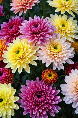 多彩菊花特写