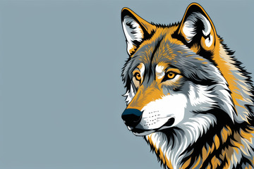 狼的侧面艺术插画