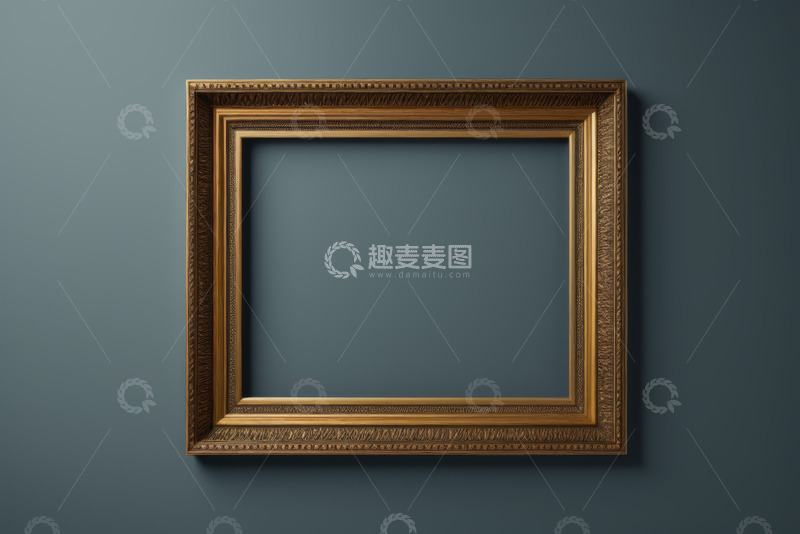 高清大图下载【趣麦麦图】墙上金色复古空画框