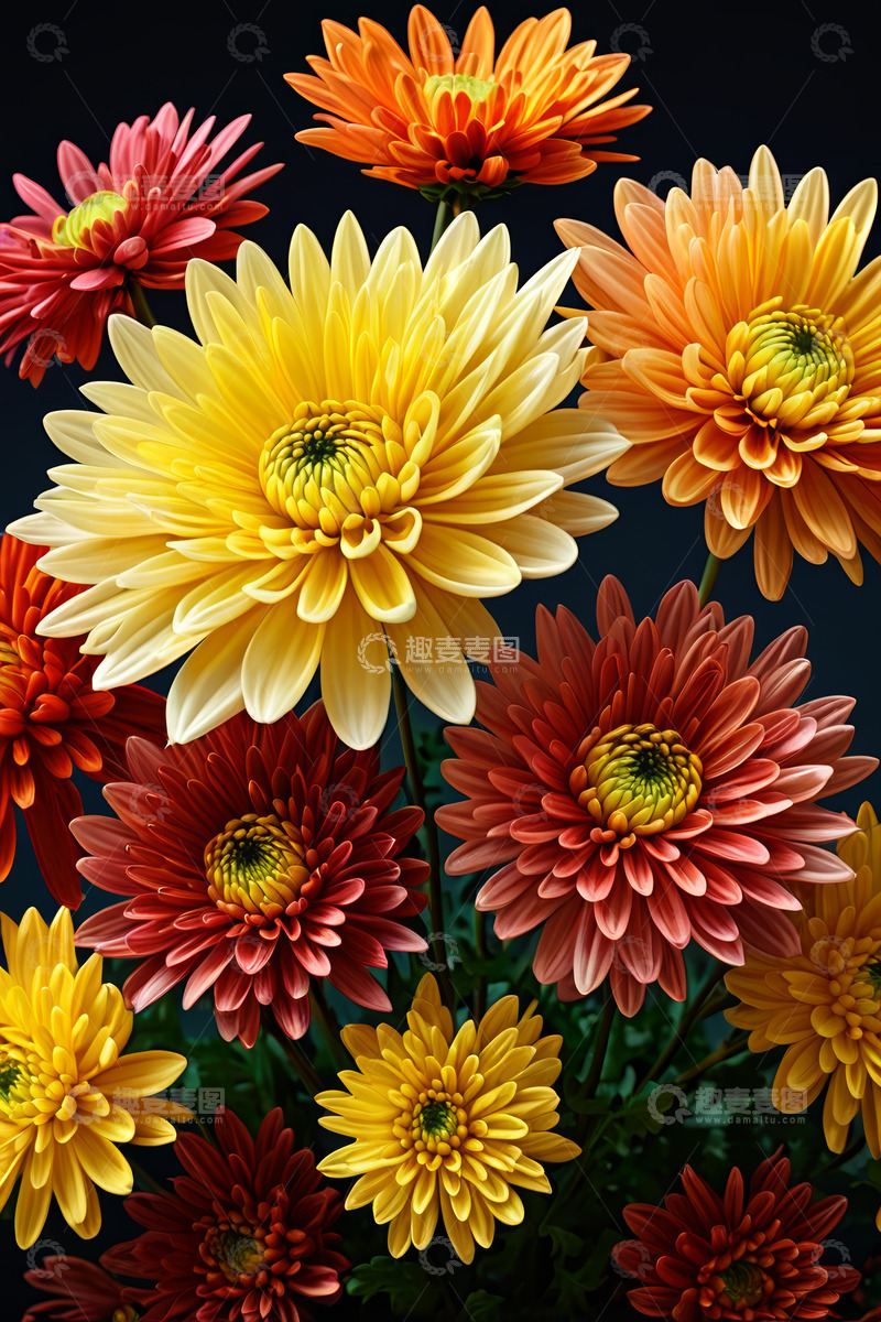 高清大图下载【趣麦麦图】多彩菊花特写